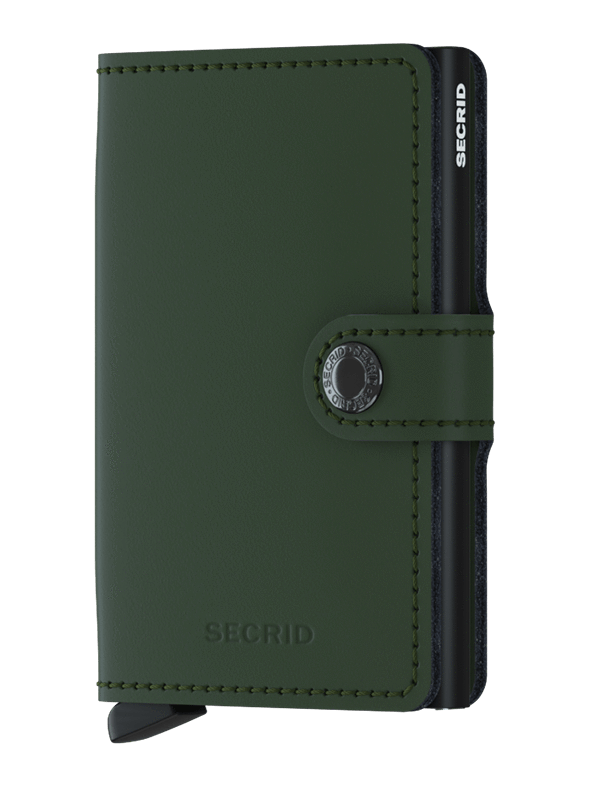 SECRID Miniwallet Matte Green - Black RFID portfel