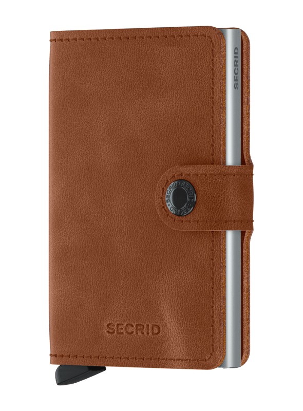 SECRID Miniwallet Vintage Cognac - Silver RFID portfel
